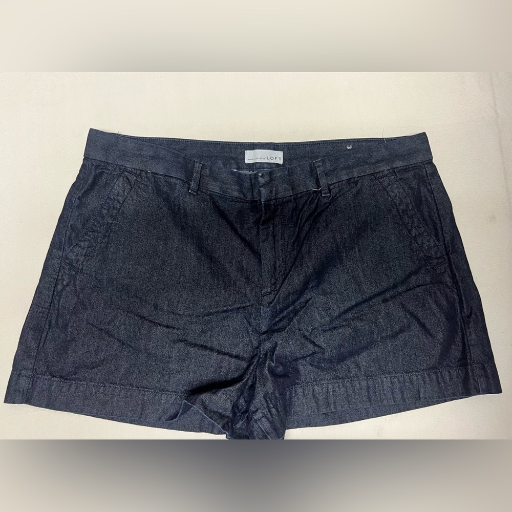 NWOT Loft dark Blue Denim Trouser Women's Shorts size 14/32